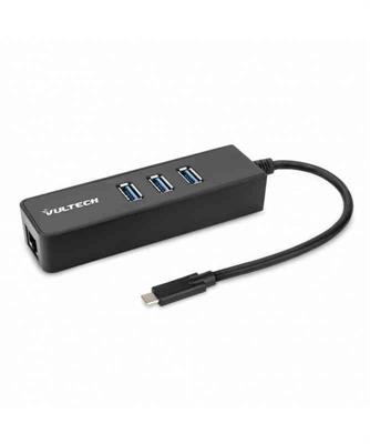 Vultech  HUB 3 PORTE USB 3.0 TYPE-C + 1 PORTA GIGABIT ETHERN