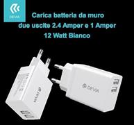 DEVIA CARICA BATTERIA 2 USCITE 2.4 A e 1 A 12 WATT WHITE