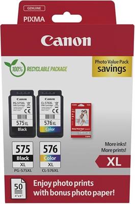 Cartucce Canon PG-575XL+CL-576XL Multipack + 50 fogli 10x15