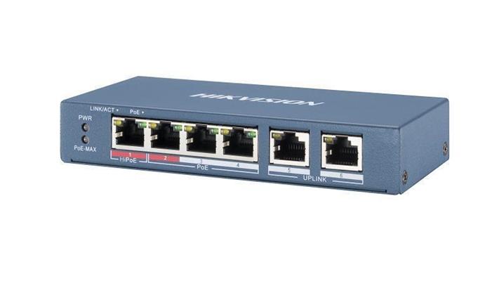 SWITCH HIKVISION 10/100 4 PORTE HI-POE 60W MAX 300M 6KW SURG